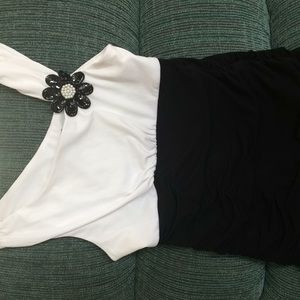 Black and white dress with flower on strap
